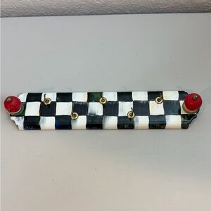 MacKenzie-Childs Black and White Wall Key Hook Plate Rare